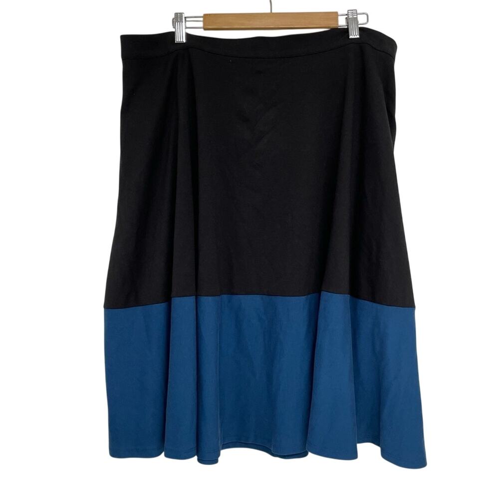 Eloquii Black & Blue Colorblock A Line Skirt Womens 22 Preppy Casual Modest
